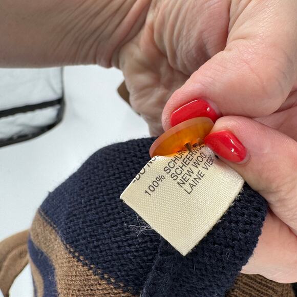 Louis Feraud Navy Blue Brown 100% Wool Button Down Long Line Cardigan Size US 12 - Picture 9 of 10